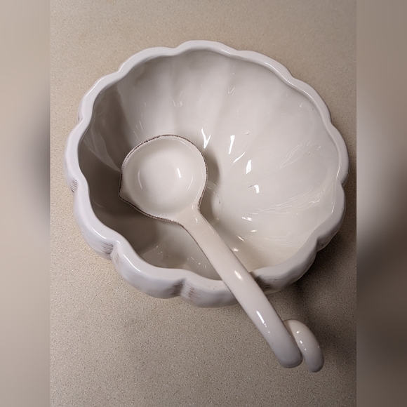 MIKASA Countryside Harvest 10” Covered Soup Tureen Ladle Pumpkin Pottery - Picture 10 of 12